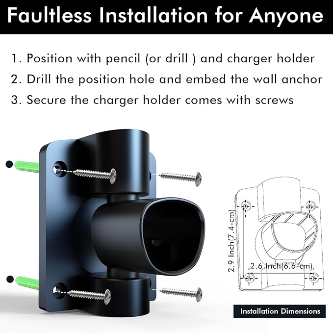 Tesla Charger Holder Wall Mount Tesla Mobile Connector Charger Holder, 5-Level 180° Swivel NACS Plug Nozzle Dock