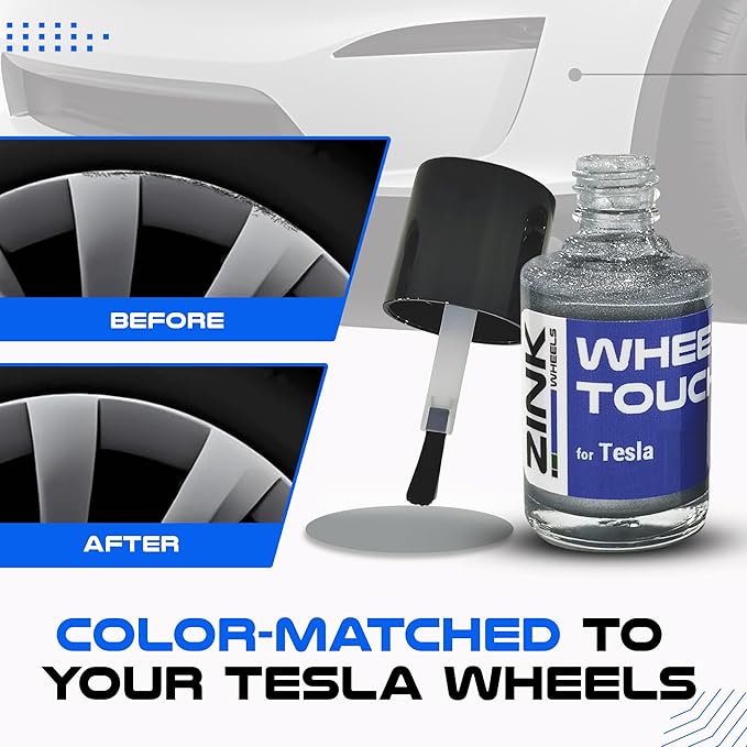 Premium Tesla Wheel Curb Rash Repair Kit for Model Y 20-inch Silver Helix 2.0 Rims - DIY Kit with Color-matched Touch Up Paint - Made in USA