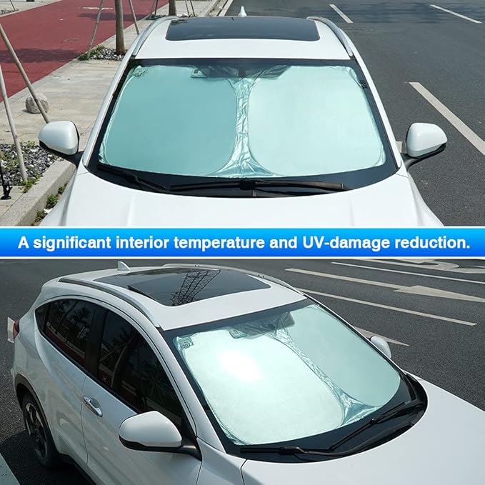 T TGBROS Windshield Sun Shade Custom Fit for 2022-2023 2024 2025 Nissan Frontier Accessories Foldable Sun Shield Reflective Polyester Sun Visor Cover Block Heat and Sun Protection