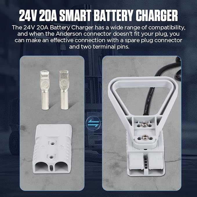 Forklift Battery Charger 24V 30A Automatic Smart Charger, Automotive Battery Charger Fully-Automatic Smart Charger for Forklift Club Car Golf Cart (24V20A)