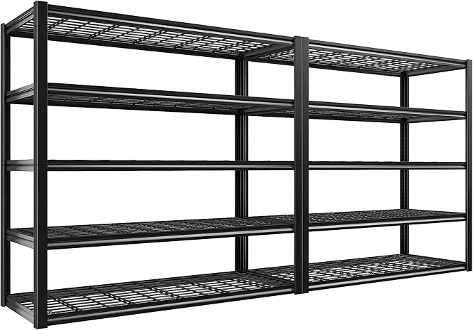 REIBII 48.2''W Garage Shelving Heavy Duty Metal Shelving 3000LBS Storage Shelves Adjustable Metal Shelves Industrial Garage Shelf for Warehouse Basement, 2 Pack