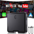 Wireless Carplay Adapter with Netflix YouTube TF Card Plug & Play, Wireless AI Box Car Play Adapter & Android Auto Dongle Easy to Setup, Fits for OEM Wired CarPlay Cars