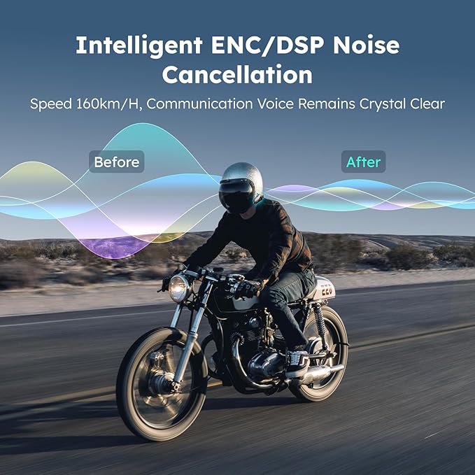 Z1 Motorcycle Intercom - 3-Mode Communication for 10 Riders, Dual-Chip Audio Multitasking, Offline Voice & App Control, Bluetooth Helmet Headset with HiFi Speakers, 2 Packs