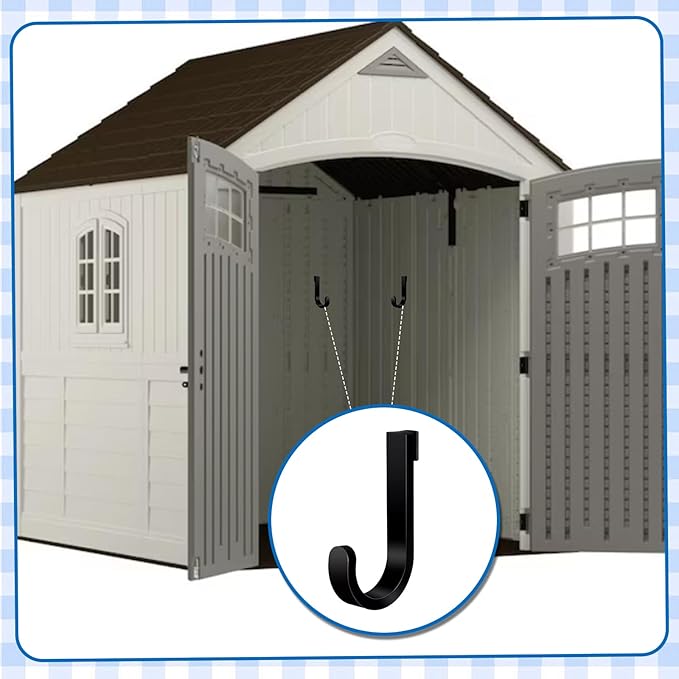 8 Pack Black J Shed Storage Hooks Storage Hooks Compatible with Lifetime Sheds Shed Accessories Organization Parts Hanging Home Office Garage Bathroom Dressing Rooms Wall-Mounted Coat Racks