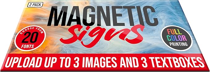 2 Pack, Personalized Magnetic Signs for Vehicles, Custom Car Magnets for Businesses, Customized Full Color Magnetic Truck Signs, 12x24 Car Magnet Signs (Design E)