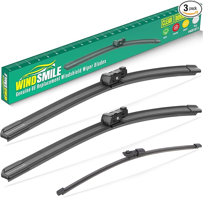 26" 18" 11" Windshield Wiper Blades Replacement for VW Volkswagen Golf GTI e-Golf MK7 MK7.5 2015 2016 2017 2018 2019 2020 2021 Premium All Weather Front Rear Wipers Set - OEM Quality (Pack of 3)