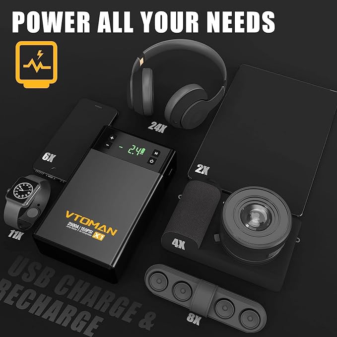 VTOMAN X1 Jump Starter with Air Compressor, Car Battery Jumper Starter (2500A, Up to 8.5L Gas/6L Diesel Engine) with 150PSI Auto Tire Inflator, 12V Portable Booster Pack, Lithium Jump Box Charger-Gray