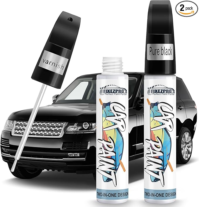 Black Touch Up Paint for Cars, Car Scratch Repair Pen, Color Accurate Automotive Paint with Varnish Clear Coat Pen Quick and Easy Fix Vehicles Chip Rim Scuff Repair