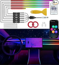 KENANEK Acrylic Interior Car LED Strip, 6 in 1 USB/Type C Interface Colorful 187-inch car Ambient Lights kit，Supporting Wireless Control Modes，with 16 Million Color Options
