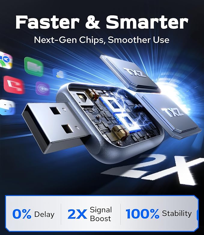 Wireless CarPlay Adapter for Car's with Built-in Wired CarPlay, CarPlay Wireless Dongl Plug and Play Seamless Fast Response Stable Connection
