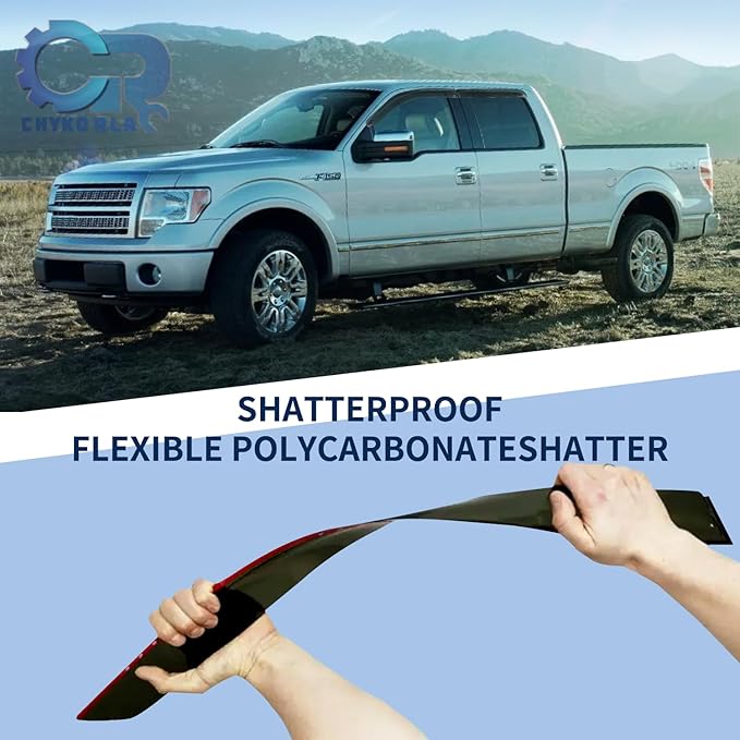Rain Guards Window Visors Fit for 2009-2014 Ford F150 SuperCrew Cab Truck, Outside Mount Sun Shade Window Vent Deflectors,Smoke Tinted Side Window Vent Visors 2010 2011 2012 2013