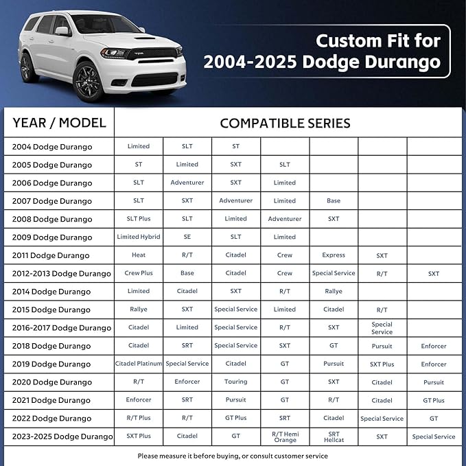 10 Layers SUV Car Cover Custom Fit for Dodge Durango (2004-2024) Waterproof All Weather for Automobiles, Outdoor Full Cover Sun UV Rain Protection with Cotton. Black
