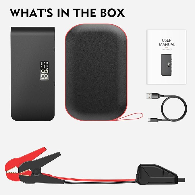 BOOKOO Car Battery Jump Starter, 3000 Amps Jumper Starter for Car 7.2 L Gas | 5.5 L Diesel Engine, Power Bank Battery Backup with USB QC 3.0 | PD 18W Fast Charging,3 Flashlight Modes for Emergency Use