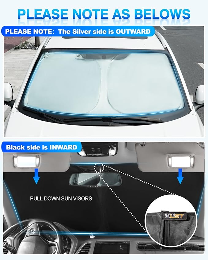 KUST Windshield Sun Shade for Jeep Compass 2007-2017 Window Shade Sun Visor Cover Foldable Blocks UV Rays Keep Your Car Cooler