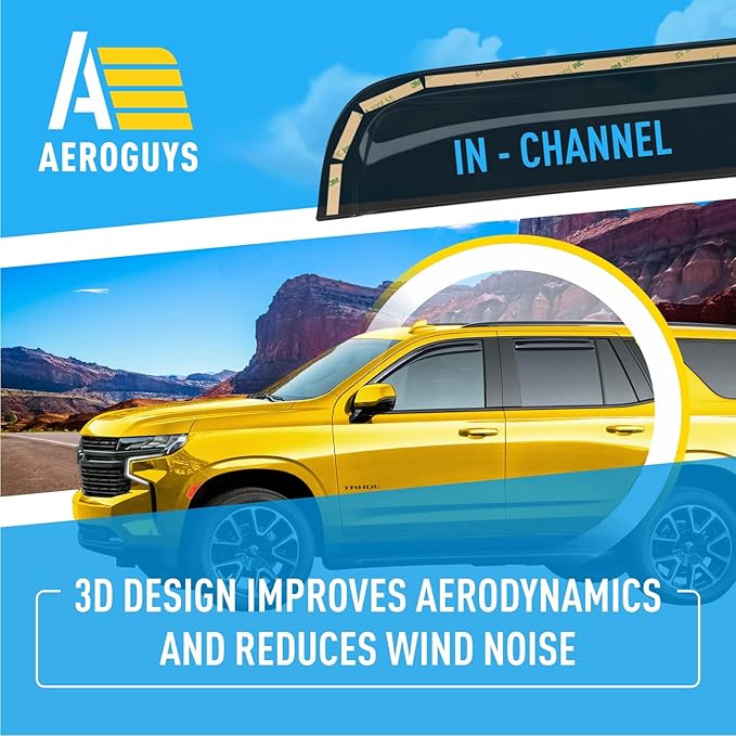 Extra Durable Window Deflectors in-Channel Window Visors Rain Guards Fit for Chevrolet (Chevy) Tahoe 2021-2025, Sun Visors, Wind Vent for Shades, Exterior Car Accessories - 4pcs. AG0524