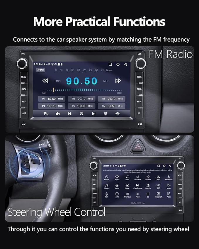 [2+64G] Car Radio for Pontica G6 (2005-2008)/ Torrent 2006, Chevy Equinox (2005-2006)/ Malibu, 2 Din Car Srereo with Wireless Carplay/Android Auto, Steering Wheel Controls/AHD Camera/FM/App Store