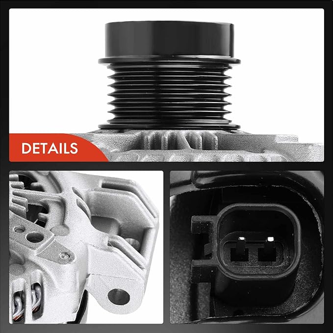 A-Premium Alternator Compatible with Chrysler 300 11-21 & Dodge Challenger 15-21, Charger, Durango & Jeep Grand Cherokee 11-20 & Ram 1500, 3.6L, 12V 180A CW 6-Groove Clutch Pulley, Replace# 4801778AF