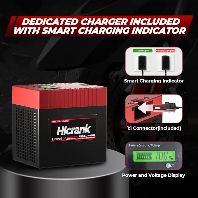Lithium LiFePO4 Power Wheels Ride On Toy Replacement Battery 12V 12Ah,2X Acceleration Capability, (Charger included) Rechargeable for Preschool Vehicles