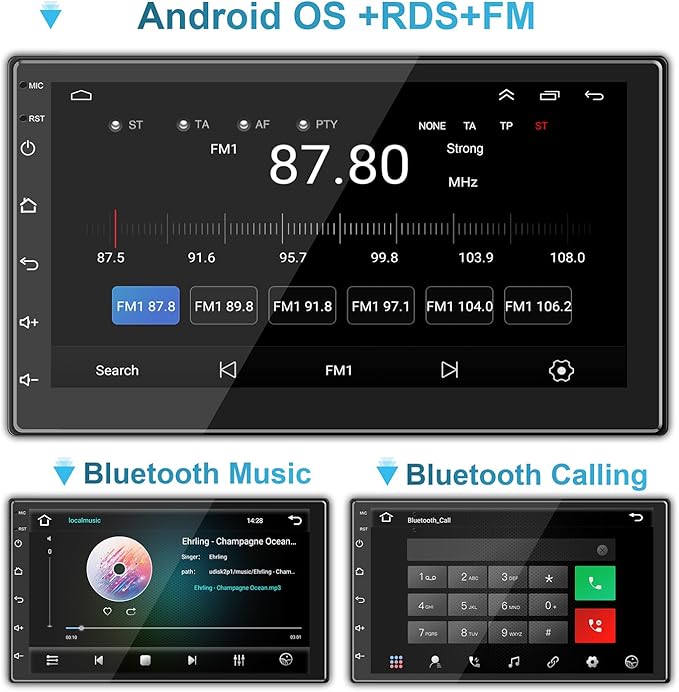 Double Din Car Radio Support Wireless CarPlay & Wireless Android Auto, [2G+32G] 7 Inch Touchscreen Car Stereo with Bluetooth+WiFi+RDS/FM+GPS Navi+Backup Cam+Mirror Link,Car Audio Receivers