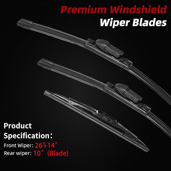 OTUAYAUTO Premium Windshield Wiper Blades - Replacement for Buick Encore 2013-2022 - Precision Fit, All-Weather Performance, Front and Rear Wiper Blades, Top Lock - 26"+14"+10" (Pack of 3)