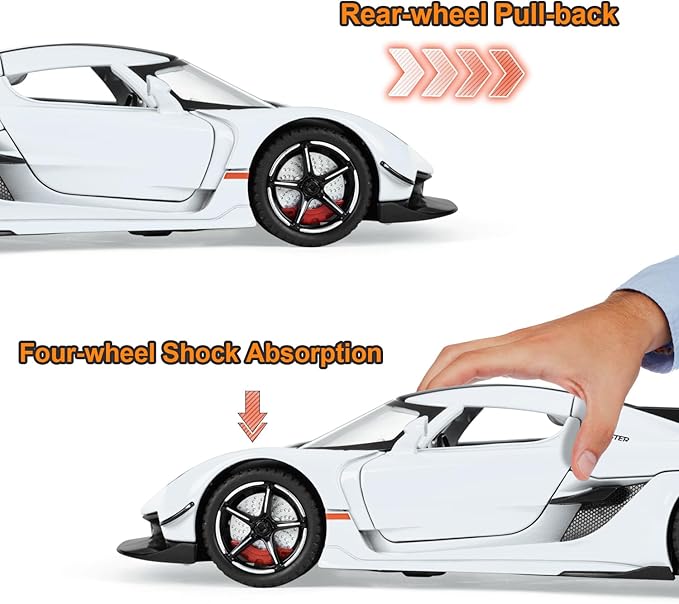 Toy Cars Model Jesko 1/22 Diecast Metal Sports Toy Cars for Boys, Alloy Collectible Model Car with Sound and Lights, Race Model Car for Kids