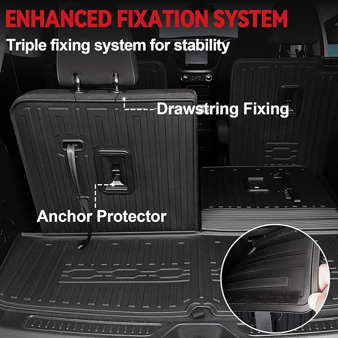 Floor Mats for 2017-2023 GMC Acadia (6-seat), All Weather TPE 2-in-1 Cargo Mat with Backrest Mat for Acadia Accessories