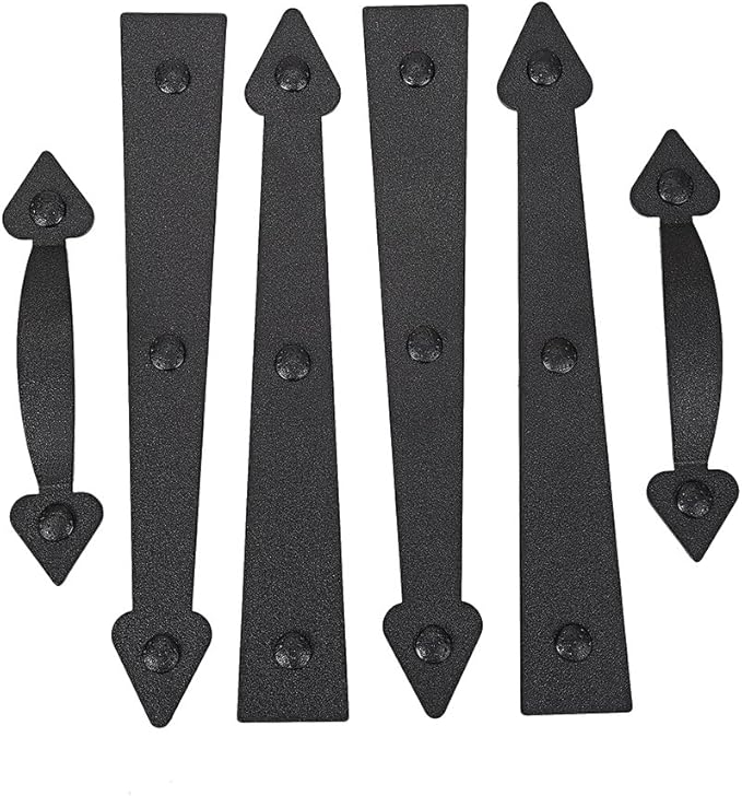 Magnetic Decorative Garage Door Curb Appeal Faux Hinges Handles Hardware Kit Color Black