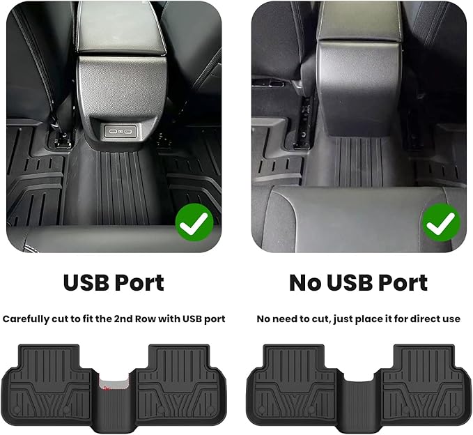 LASFIT Floor Mats for Honda Civic 2022-2025 2026 (Fits Rear Seats with or Without USB Ports) | for Acura Integra 2023-2025, All Weather Car Floor Liners, 1st & 2nd Row, Black