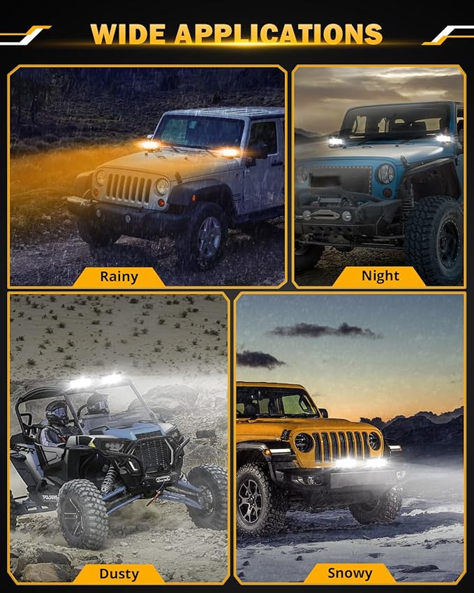 Auxbeam 7 Inch 300W LED Light Bar, 6 Modes Strobe Amber Pod Lights Yellow Fog Light Dual Color Spot Flood Offroad Driving Lights, Memory Function LED Work Lights for Truck Car ATV