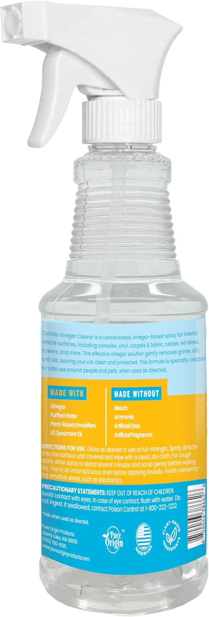 Vinegar Cleaner, Plant-Based, Multi-purpose Automotive Cleaning Spray, Natural Mint Scent, 16oz