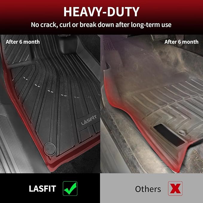 LASFIT Floor Mats Fit for Volkswagen ID.4 2025 2024 2023 2022 2021, Custom Fit TPE All Weather Waterproof Floor Liners 1st & 2nd Row Car Mats, Black