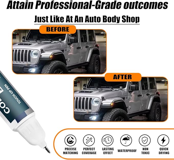 PSC/JSC Billet Silver Metallic Touch Up Paint for Jeep, Car Paint Pen Scratch Repair Two-In-One Touch Up Paint, Premium Car Scratch Remover for Deep Scratches