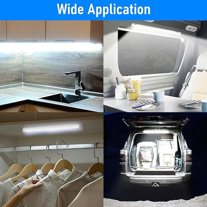 Linkstyle 2PCS 12V Interior LED Light Bar, 48 LEDs Slim Light Strip w/Switch, for Car Trailer Truck RV Van Boat, 6500K