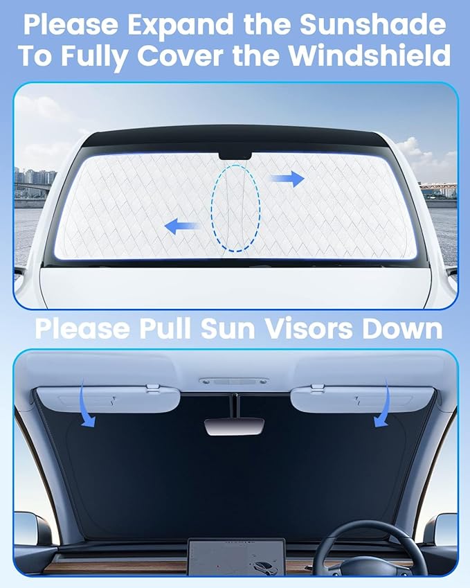 KUST Windshield Sun Shade Custom Fit for Hyundai Palisade 2020 2021 2022 2023 2024 2025 Sun Shade Front Windshield Sun Visor Foldable Thicker 5-Layer Block Heat and Sun UV Rays