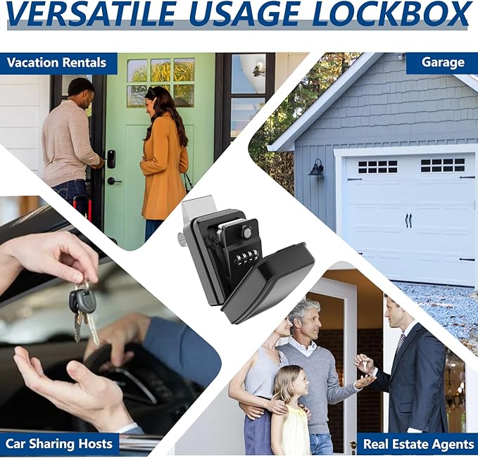 SL-591 Car Window Lock Box for Turo, Car Key Lock Box with Emergency Access Key Design, 4-Digit Combination Car Lock Box Fit for Ride Share, Turo, GetAround(New Version)