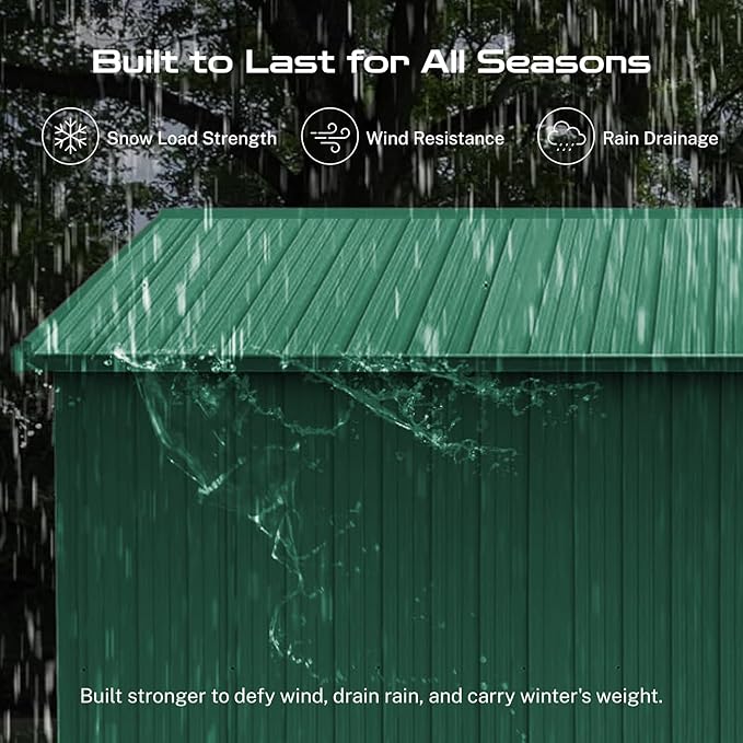 10' x 8' XL Outdoor Storage Shed, Sturdy Metal Building w/Lockable Doors for Garden, Backyard, Poolside and Lawn, Green