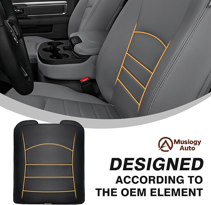 Muslogy Center Console Armrest Cover Compatible with Dodge Ram1500 2013-2018 & ram2500/3500 2013-2025 Comfort Armrest Pad Arm Rest Cushion Vegan Leather Protector 1-Inch Extra Thick(Jump Seat ONLY)