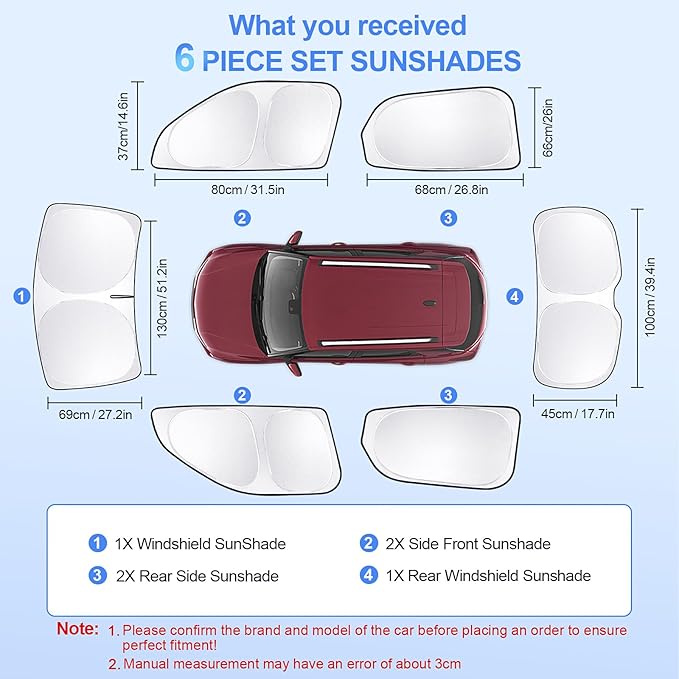 6pcs Car Window Shades for Chevrolet Trailblazer 2021-2025 Accessories,Windshield Side Rear Full Sunshade,Sun Visor UV Blocking, Privacy Protection and Blackout for Camping Outdoor