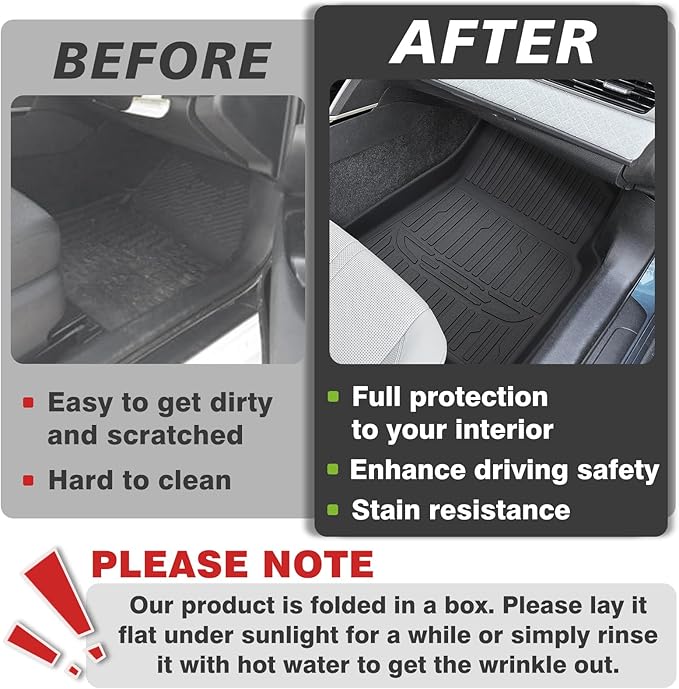 TripleAliners Floor Mats All Weather Liners Compatible with 2025 Toyota Camry (Include Hybrid) Accessories 1st & 2nd Row Full Set Floor Liners TPE Custom Fit Protection Car Mats