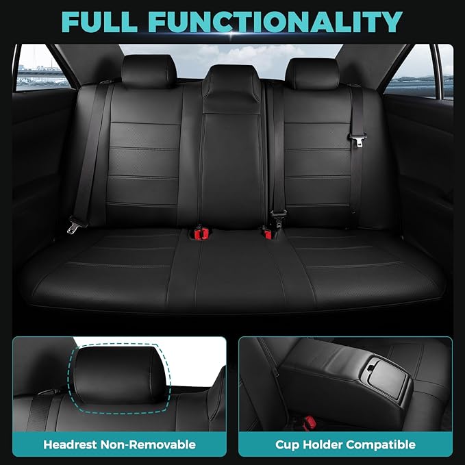 for Toyota Camry Seat Covers SE XSE SE Sport 2012 2013 2014 2015 2016 2017 - Custom Fit Car Seat Covers Full Set, Waterproof Breathable Leather Seat Covers for Cars, Black Not for Hybrid