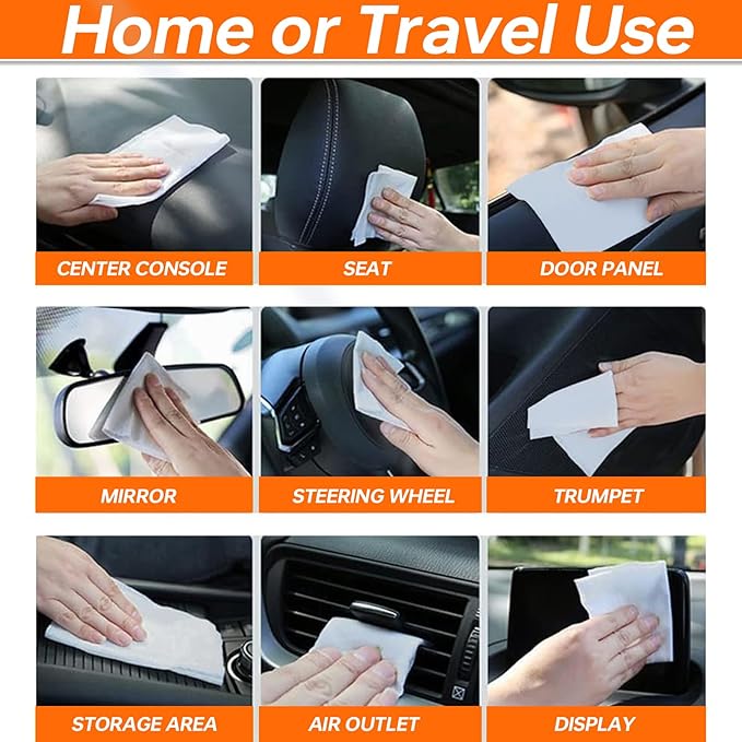 Car Wipes Extra Large 8" x 8" Car Interior Cleaning Wipes Leather Wipes For Car Car Glass Wipes Cleaning Wipes Interior Cleaning For Cars Trucks Jeeps And More 70 Count Each (3 Packs)