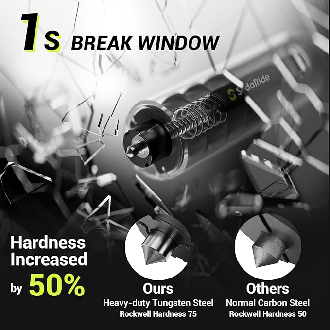 Window Breaker Seatbelt Cutter with Flashlight,2 in 1 Car Escape Tool Key Chain,Safe Hammer Glass Breaker Under Water,2 Pack Black