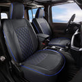 GIANT PANDA Fit Full Set Car Seat Covers for Jeep Wrangler 4 Door JL Sahara Sport Rubicon Unlimited Willys 2018 2019 2020 2021 2022 2023 2024 2025 Without Rear Cup Holder,Faux Leather - (Black+Blue)