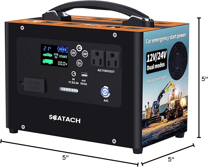 Scatach 10000A Jump Starter, 24V 400W Inverter Battery Jumper Starter Power Station for All Gas or Diesel Engines, 155Wh Heavy Duty Truck Jump Starters Portable Power Bank for Outdoors Camping Travel