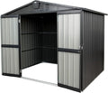 IKERY Galvanized Steel Storage Shed - 8.2' x 6.2' with Lockable Door, Large Metal Garden Shed for Bikes, Trash Cans and Outdoor Storage, Suitable for Backyard and Patio, Dark Gray