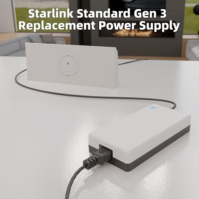 Starlink Gen 3 Power Supply, 195W AC to DC Charger for Gen3 Starlink Standard, 5.7V 3.42A Power Certified Multi Protection V3 Power Adapter Cord