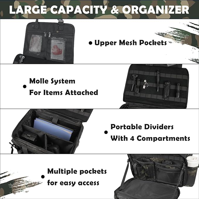 Patrol Bag Law Enforcement, Police Gear Car Front Seat Vehicle Organizer Bags with MOLLE System (Camo)