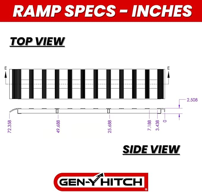 GEN-Y Hitch Heavy Duty Aluminum Loading Ramps - Set of 2, 6 Foot Long x 14 Inches Wide, 6000 lbs Capacity, Hybrid Hook and Plate Ends, Serrated Cross Rungs for Maximum Traction