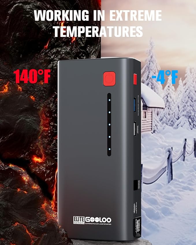 GOOLOO Jump Starter Battery Pack 3000A Peak SuperSafe Car Starter (Up to 8.5L Gas or 6.0L Diesel Engine) with USB Quick Charge and LED Light,12V Lithium Jump Box Booster Portable Charger,Gray
