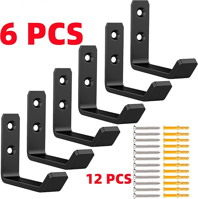 6 Pack Jack Stands Wall Mount Organizer, Car Jack Stand Wall Hooks for Hanging, Universal Upgrade Designed Garage Hook, Heavy Duty Hooks Fits 2 & 3 & 4 & 5 & 6 Ton Heavy Duty Jack Stand